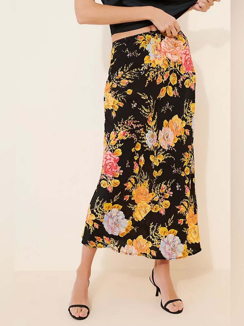 Anthropology Floral Dorris Midi Skirt